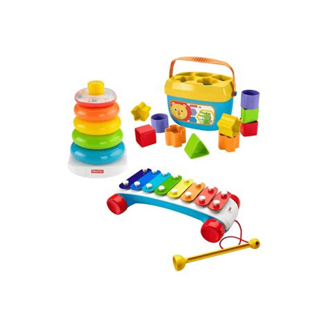 Fisher-Price Infant Trio Shape Sorter, Stacking Tower, and Xylophone ...