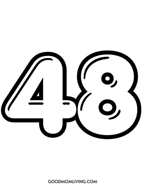 Bubble Number 48 Printable (Number 48 Bubble Letter) - Good Mom Living