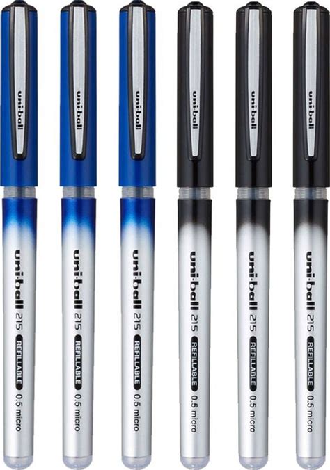 uni-ball UB-215 Refillable Liquid Ink 0.5 mm Blue & Black Ink Roller ...