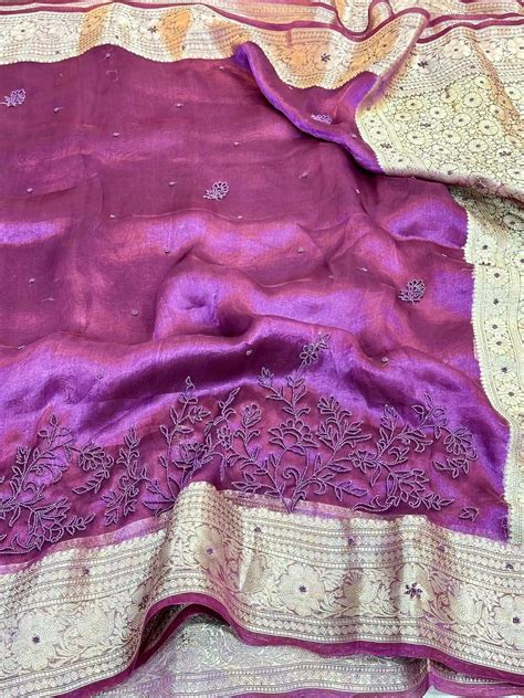 Rani Majenta Premium Handwork Pure Tissue Silk Banarasi Saree – Unique ...