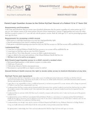 Fillable Online Mychart parent legal access - Edward Hospital Fax Email ...