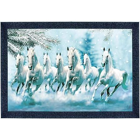 SAF UV Textured 7 Running Horses Vastu Framed Painting (34 cm X 49.5 cm ...