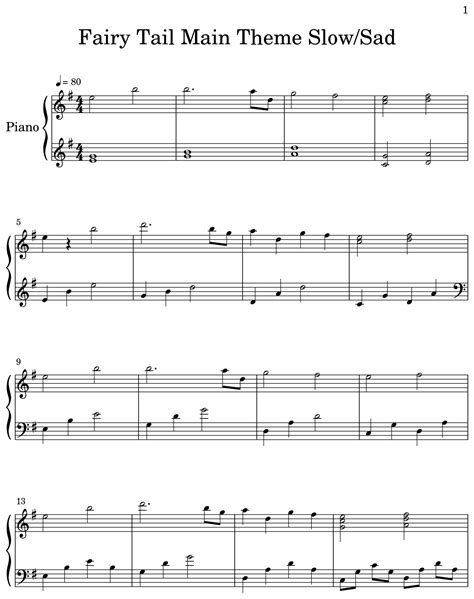 Fairy Tail Main Theme Slow/Sad - Sheet music for Piano