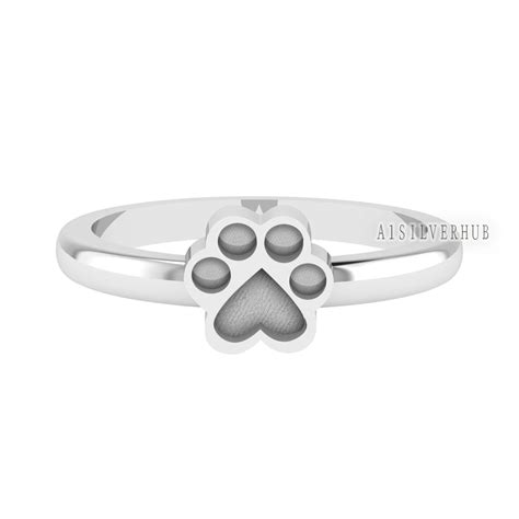 925 Sterling Solid Silver 8mm Dog Paw Shape Blank Bezel Ring Setting ...