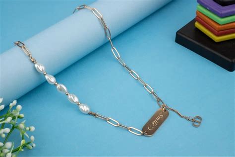 Stainless Steel Necklace - Stainless Steel White Rose Gold Necklace ...