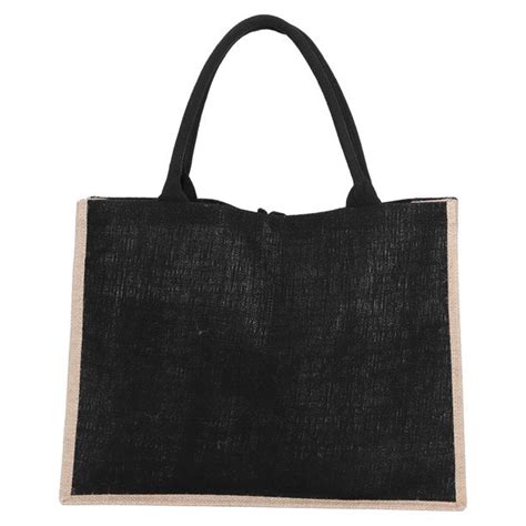 Pack of 6 Reusable Eco Friendly Black Jute Tote Bag