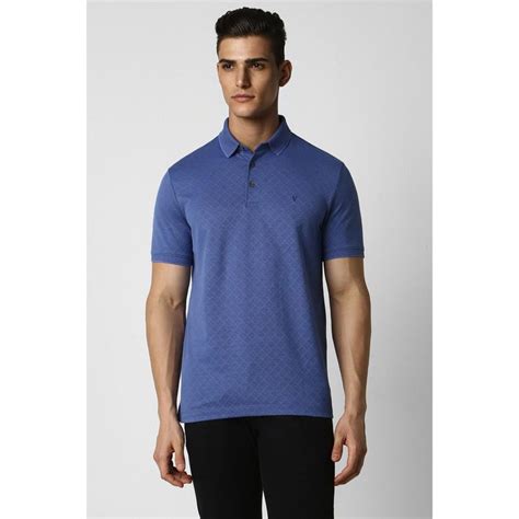 Buy Van Heusen Men Blue Checks Collar Neck Polo T-Shirt Online