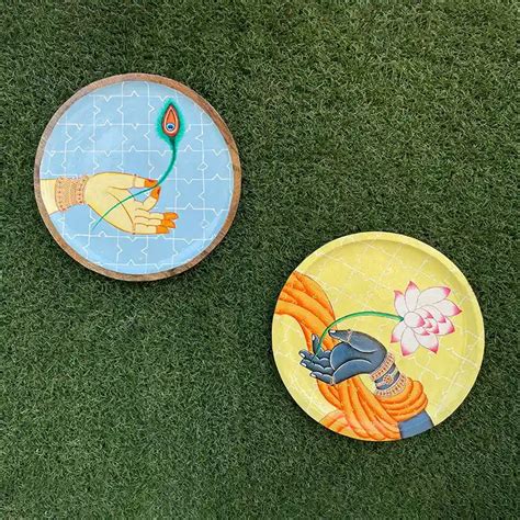 Buy Pichwai Wood Decorative Wall Plates Online | Arcedior