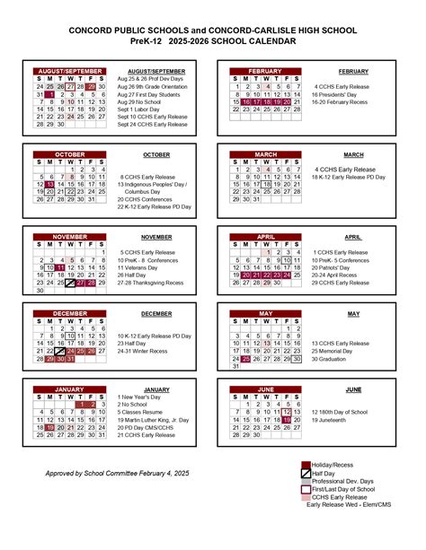 CONCORD PUBLIC SCHOOLS MA Calendar 25-26 Revised [PDF] - EduCounty