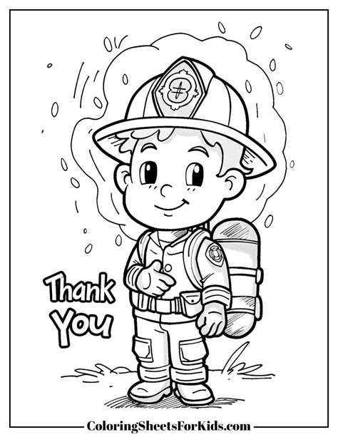 Thank You Firefighter Coloring Sheet