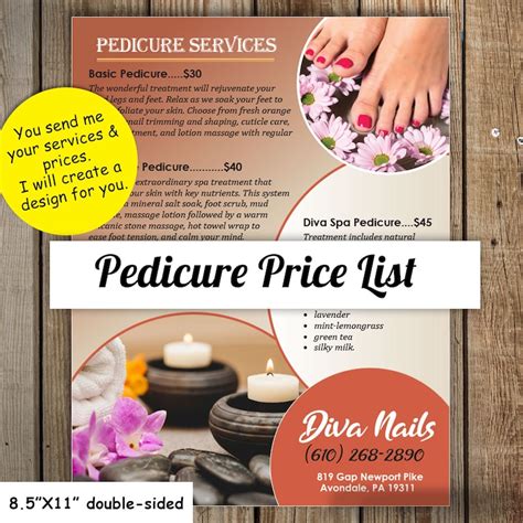 Buy 2-page Pedicure Price List Design, Pedicure Menu Design, Nail Salon ...