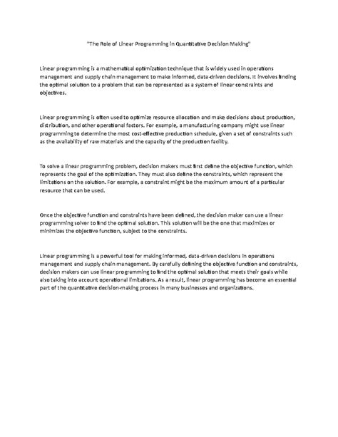 Image result for Linear Programming in Decision-Making