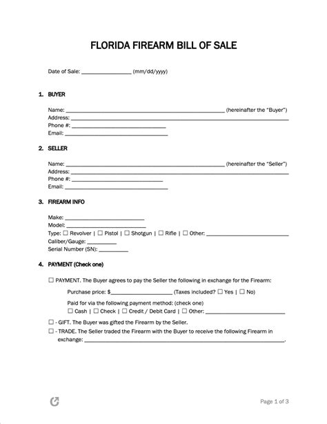 Free Florida Bill of Sale Forms | PDF