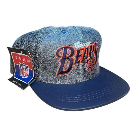 Vintage Chicago Bears Hat // Leather Snapback Hat // Vintage Leather Cap // Modern Made in USA ...