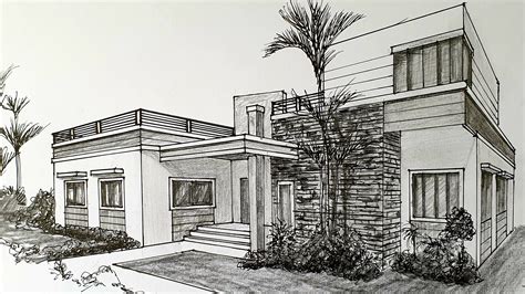 Modern House Drawing With Color - Drawing Tips Guide