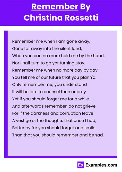Remember Poem by Christina Rossetti to Download