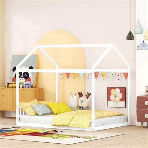 Harper & Bright Designs Queen Size House Bed Frame,Wooden Montessori ...