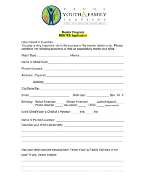 MA AFC Mentors Mentee Application Form - Fill Online, Printable ...