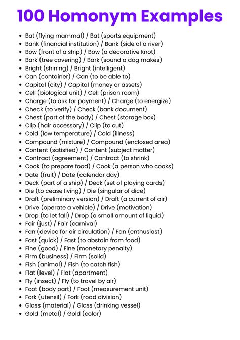 Image result for Homonyms Examples List