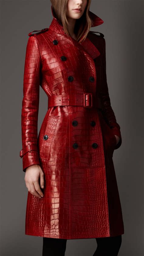 Burberry | Red leather dress, Leather coat womens, Leather trench coat