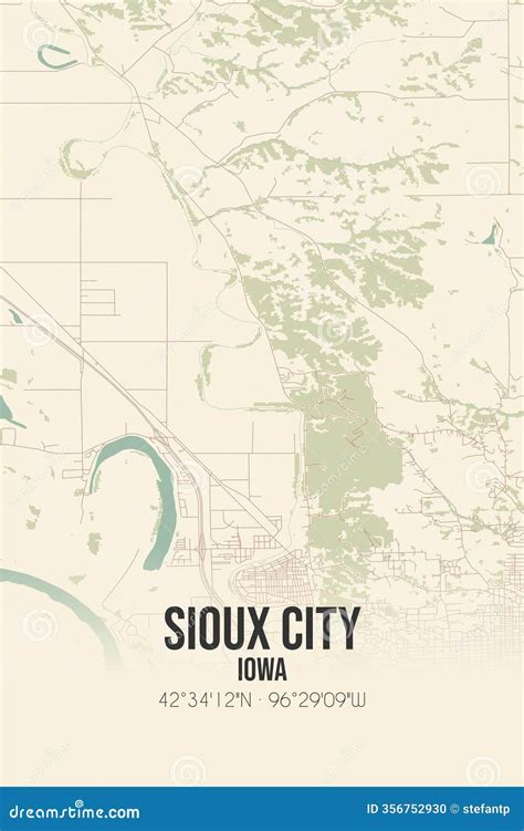 Retro US Map of Sioux City, Iowa. Vintage Street Map. Stock Illustration - Illustration of ...