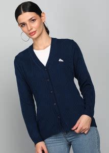 MONTE CARLO Self Design V Neck Casual Women Blue Sweater - Buy MONTE ...