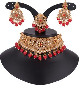 RD IMMITATION Alloy Gold-plated Red, Gold Jewellery Set Price in India ...