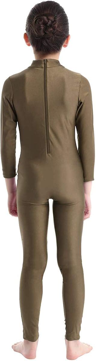 Buy Freebily Girls Mock Neck Zentai Suit Spandex Long Sleeve Footless ...