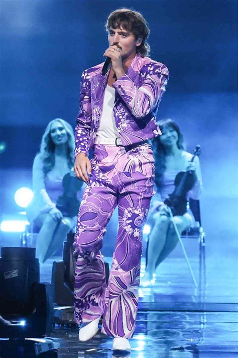 Benson Boone Rocks Bold Purple Patterned Suit for His 'Mystical Magical ...