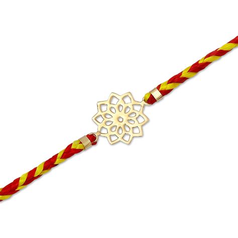 Gold Plated Floral Design Silver Rakhi for Brother