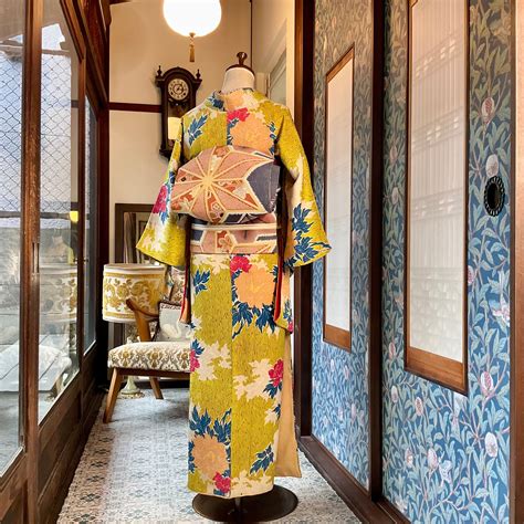 ASANOHA＊麻の葉 グレー 刺繍 鹿の子 染め アンティーク名古屋帯 A906 | kimono tento