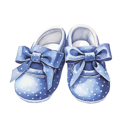 Watercolor drawing cute baby shoes in blue newborn boy it's a boy ...