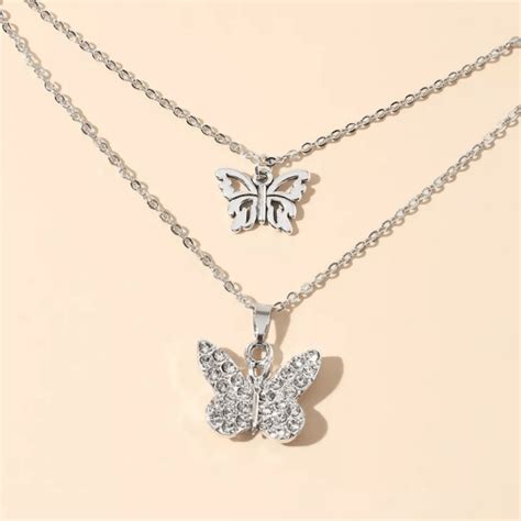 Pinapes Silver Plated and Gold Plated Necklace Two Layer Chain