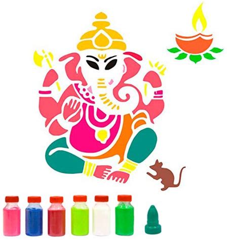 Buy Incredible Gifts India Ganesha Rangoli Floor Stencils for Painting ...