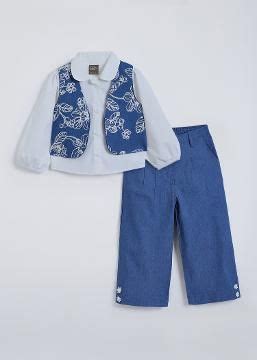 Shop Online 3-Pc Floral Embroidered Cotton Pant Set at ₹1574