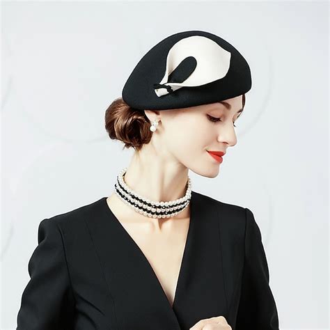 Fashion Elegant 100% Wool Hats with Bowknot / Cascading Ruffles 1PC ...