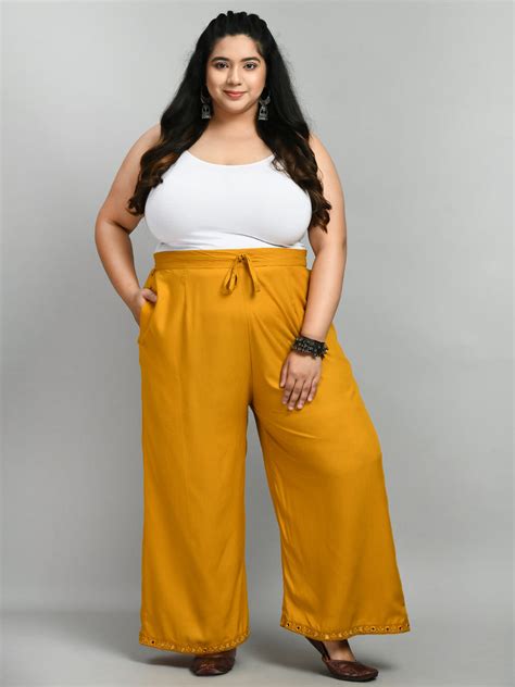 Plus Size Plus Size Mustard Mirror Palazzo – DESINOOR.COM
