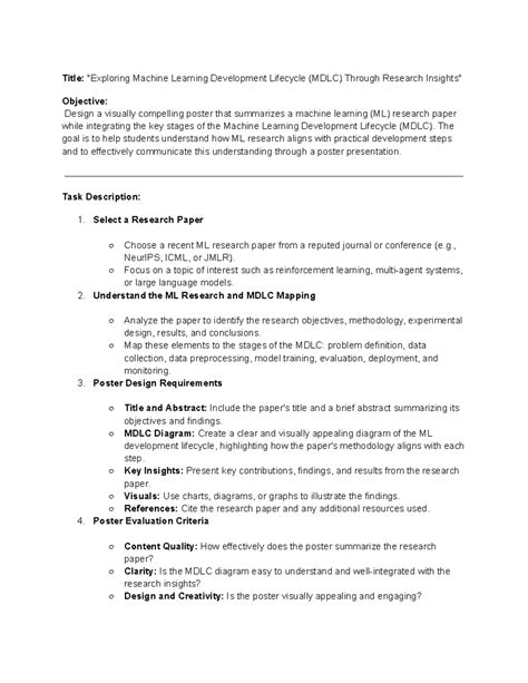 Assignment 1: Poster on Machine Learning Development Lifecycle (MDLC ...
