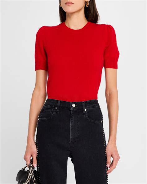 FRAME Short-Sleeve Cashmere Sweater | Neiman Marcus