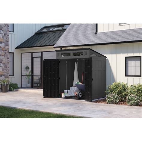 Suncast 6-ft x 5-ft Modernist Black Lean-to Resin Storage Shed (Floor ...