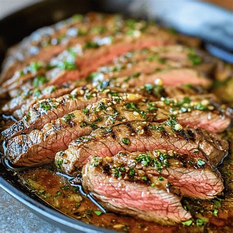 Garlic Butter Skillet Flank Steak Oven Recipe - Food From My Heart