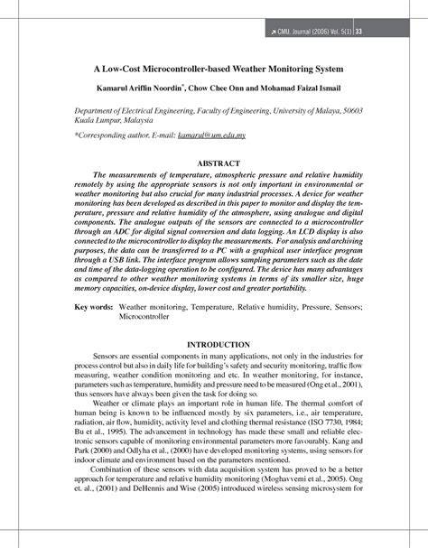 Microcontroller-based weather - CMU.฀Journal฀(2006)฀Vol.฀5(1) 33 A Low ...
