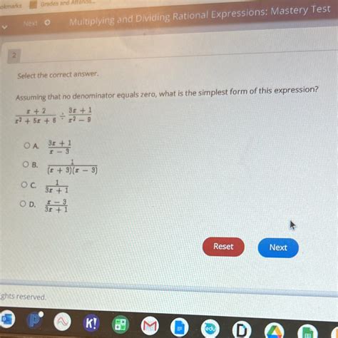 Assuming that no denominator equals zero, what is the simplest form of this expression ...