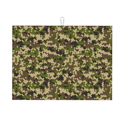 Dish Drying Mat, Pixel Green Camouflage Highly Absorbent Microfiber ...