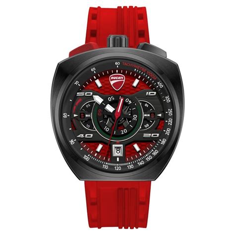 Buy Online Ducati Quartz Chronograph Red Dial Red Silicone Strap Watch ...