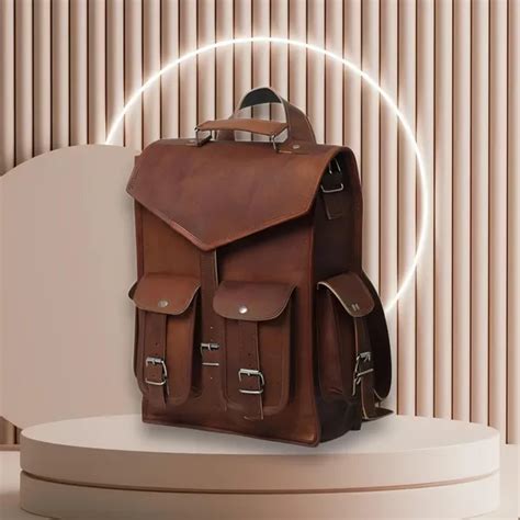 HIDEORA Brown Pure Leather Backpack 16H x 12W x 5D inches Price in ...