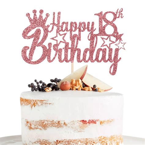 Buy zofikol 18th Birthday Cake Topper Rose Gold Crown Flash 18th ...