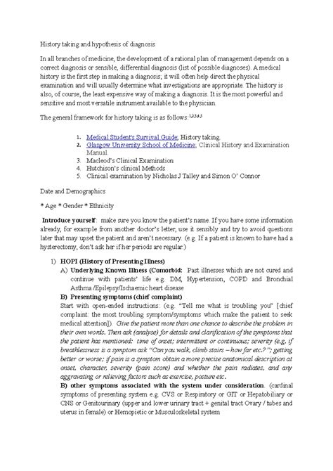 Revise history taking by explanation for medicine dept - History taking ...