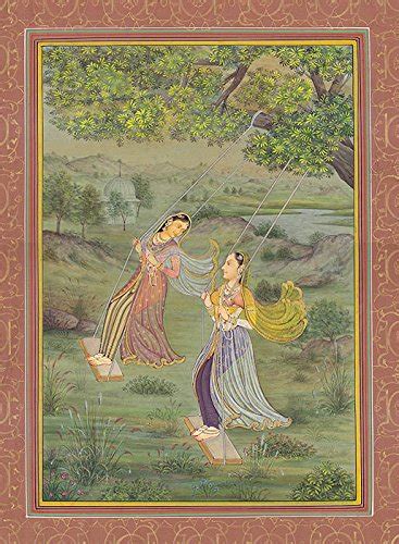 Exotic India Swinging Ladies Awaiting the Arrival of Rain - Water Color ...