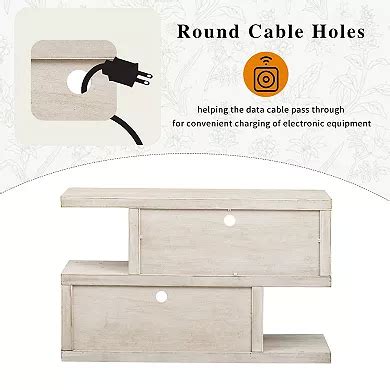 47.20 Inch Rustic Two-Tier Display Shelf with Open Compartments and ...